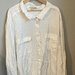 NWT Woman Within White Casual Button-Down Shirt